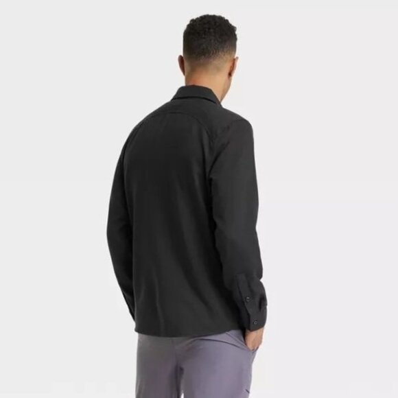 Mens Black Long Sleeve Flannel Shirt - All In Motion Size Small - Picture 2 of 3
